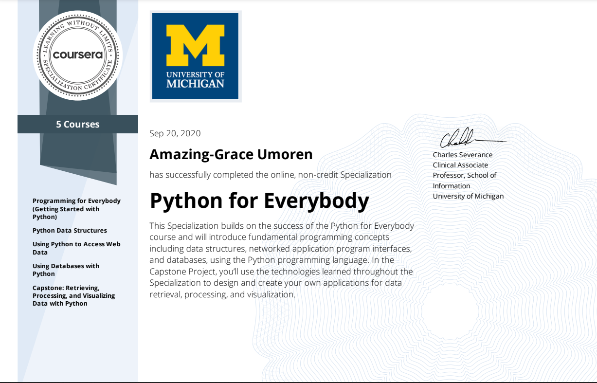 Certification